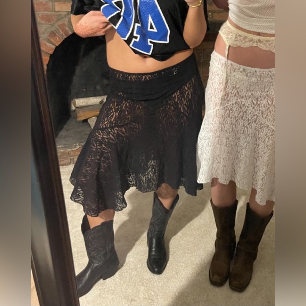 Gimaguas Black Lace Florence Midi Skirt Large Medium